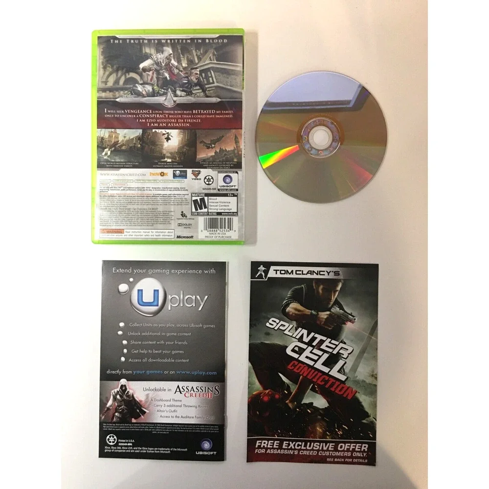 Assassin's Creed II 2 (Microsoft Xbox 360, 2009) CIB Complete w/Manual & Key